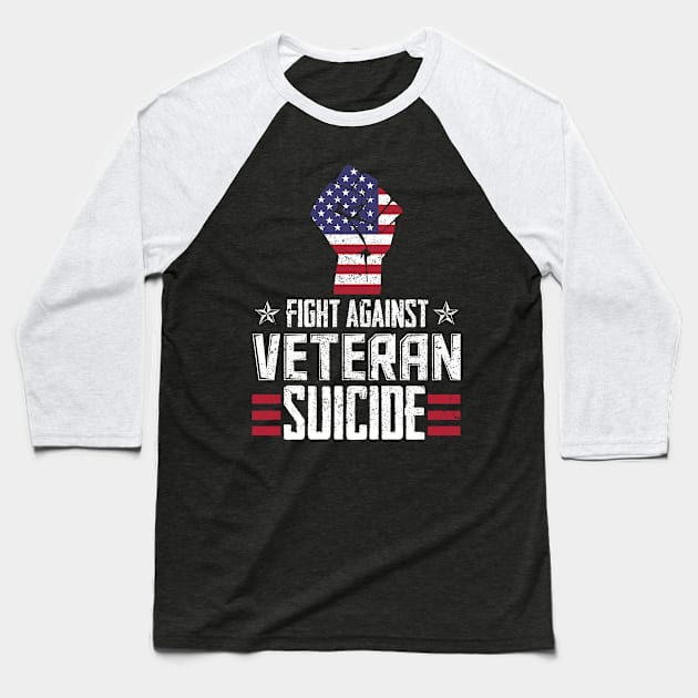 American Flag  Fight against Veteran Suicide Baseball T-Shirt by Caskara